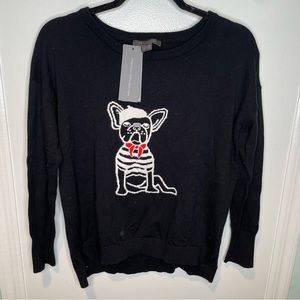 French Connection Black Le Frenchie Crew Neck Jumper Sweater